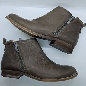 Franco Sarto Keegan Side Zip Ankle Zip Taupe Womens Size 7.5 Leather Bootie